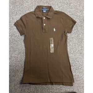 NWOT Ralph Lauren Brown Polo Shirt Girls Large/ Women’s XS Pony Classic